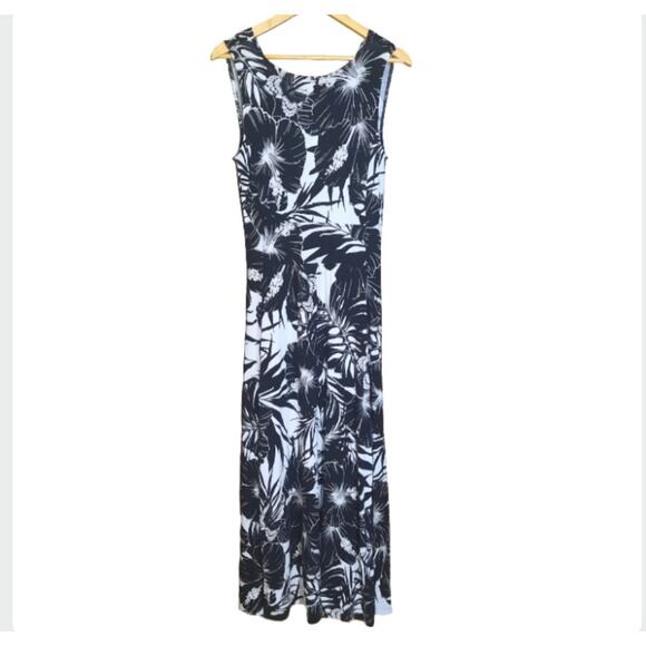 Liz Lange Womens Black & White Palm Print Pattern Sleeveless Maxi Dress Size S - Picture 2 of 6